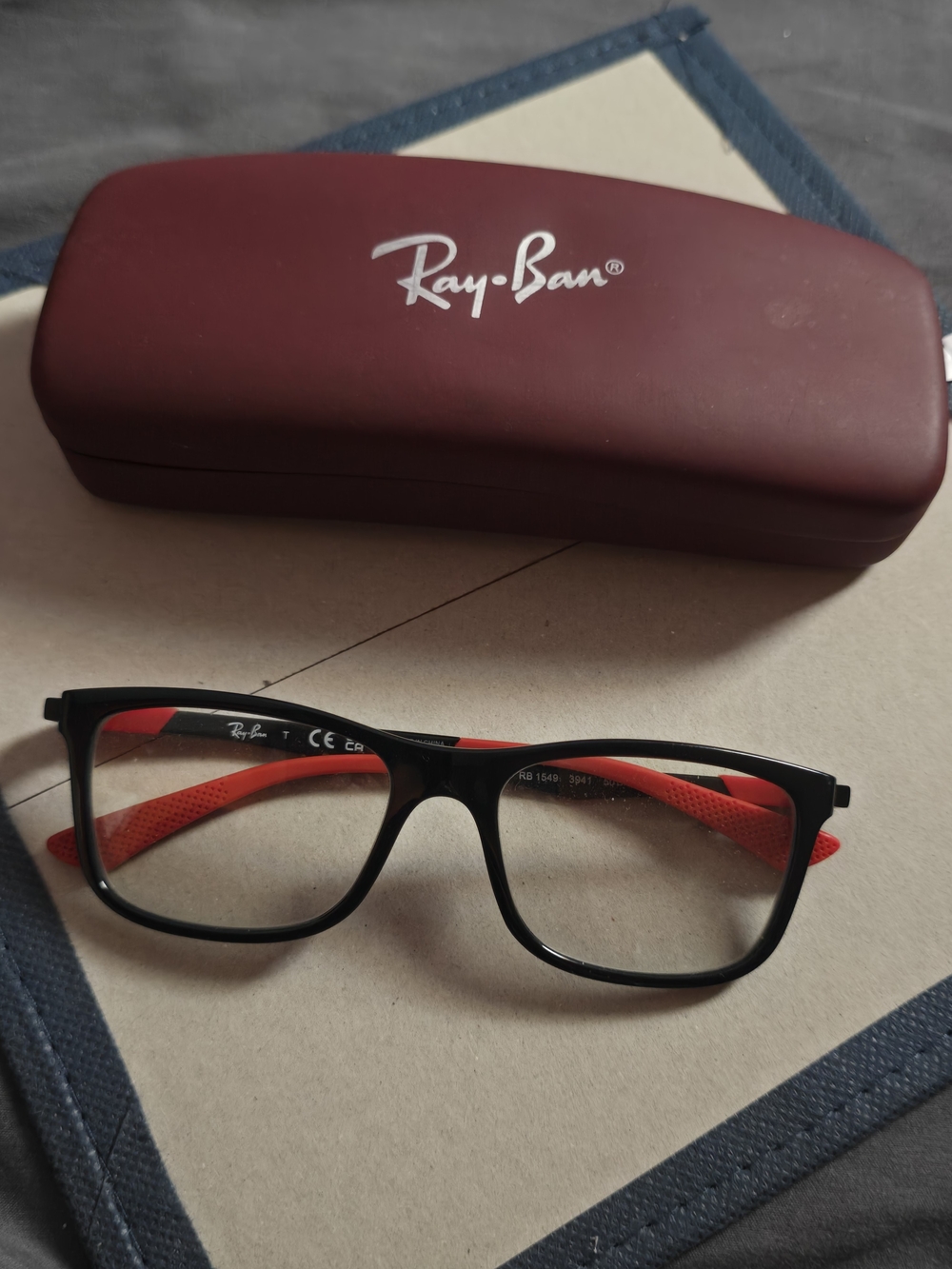 Ray-Ban Black Frame Glasses with Red Temples